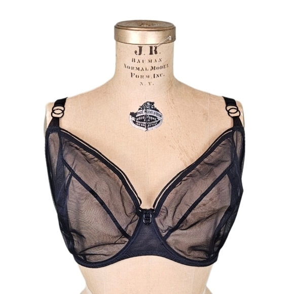 NWOT Curvy Kate Lifestyle Plunge Black Mesh Minimalist Unlined Bra 36M 36(10D) - Picture 5 of 10